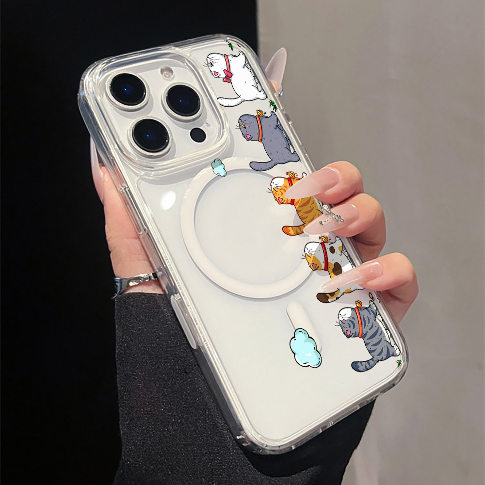 Apple Iphone 15 - Милый мультяшный кот: Прозрачный акриловый чехол
